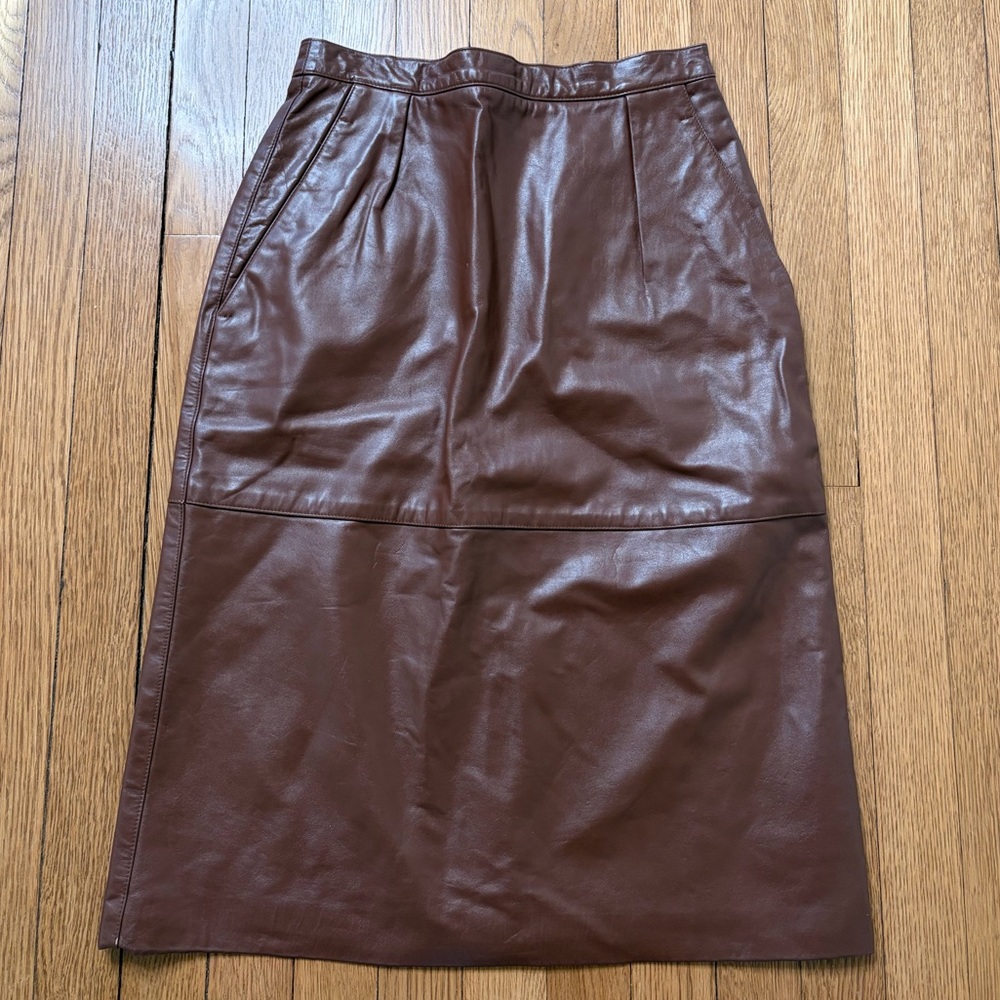 Vintage Liz Claiborne Brown Leather Skirt